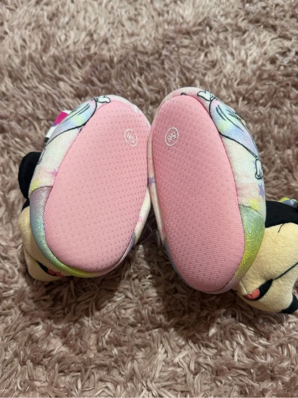 Disney Minnie Mouse Pastel Rainbow Plush Slippers